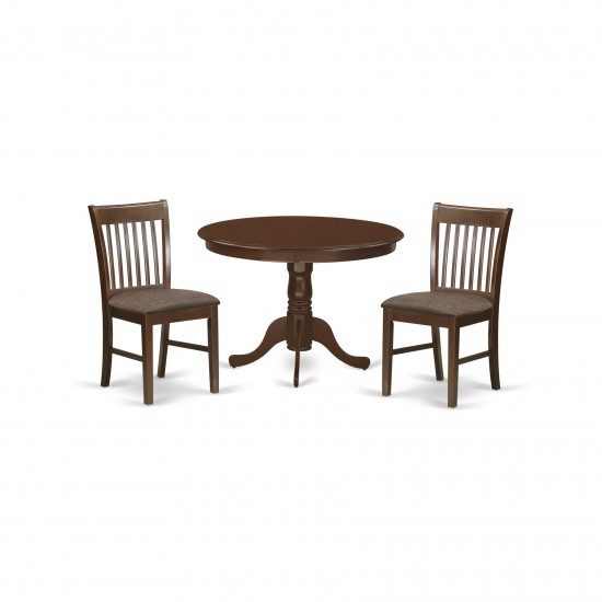 3 Pc Set With A Kitchen Table And 2 Dinette Chairs In Mahogany