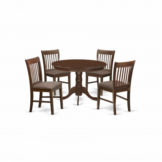 5 Pc Set With A Kitchen Table And 4 Dinette Chairs In Mahogany