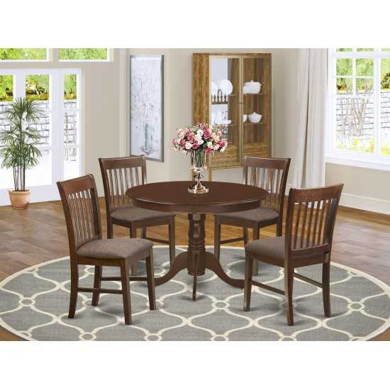 5 Pc Set With A Kitchen Table And 4 Dinette Chairs In Mahogany