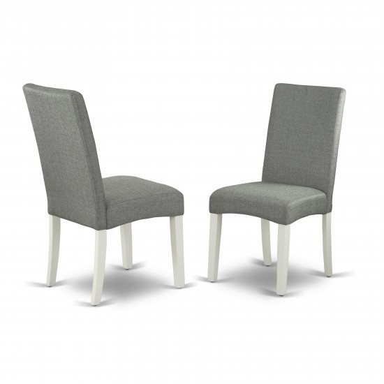 3Pc Square 36" Table And 2 Parson Chair, Whiteleg And Fabric- Gray Color