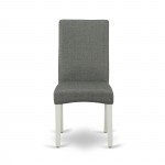 3Pc Square 36" Table And 2 Parson Chair, Whiteleg And Fabric- Gray Color