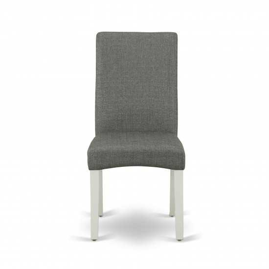 3Pc Square 36" Table And 2 Parson Chair, Whiteleg And Fabric- Gray Color