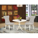 3Pc Kitchen Set, 1 Drop Leaves Table, 2 Doeskin Parsons Chair, Linen White