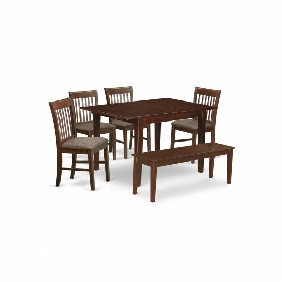 6 Pc Dinette Set For Small Spaces- Tables And 4 Dining Chairs And Bench