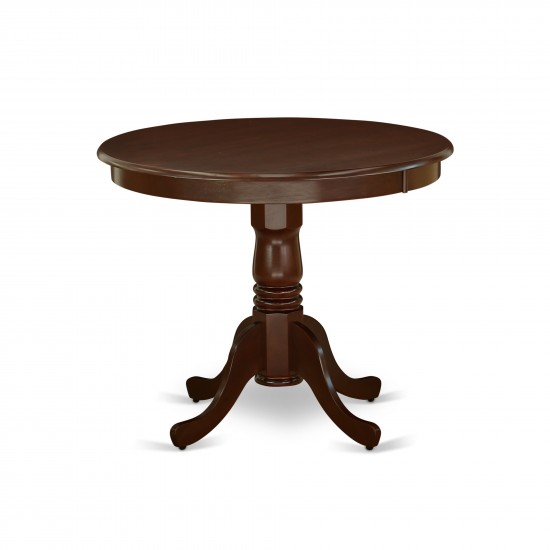 5Pc Round 36" Table And 4 Parson Chair, Mahoganyleg And Fabric- Cream Color