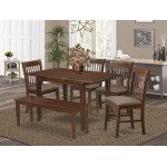 6 Pc Dining Room Set With Bench - Table And 4 Dining Chairs Plus Dining Bench