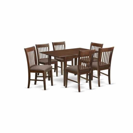 7 Pc Kitchen Nook Dining Set -Table With Leaf And 6 Dining Chairs