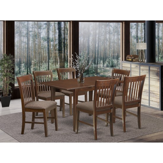 7 Pc Kitchen Nook Dining Set -Table With Leaf And 6 Dining Chairs