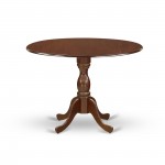 3Pc Wooden Dining Set, 1 Drop Leaves Table, 2 Cream Upholstered Chairs, High Back, Mahogany Finish