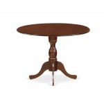 3Pc Wooden Dining Set, 1 Drop Leaves Table, 2 Cream Upholstered Chairs, High Back, Mahogany Finish