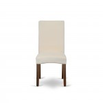 3Pc Wooden Dining Set, 1 Drop Leaves Table, 2 Cream Upholstered Chairs, High Back, Mahogany Finish
