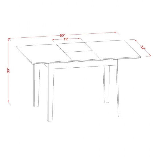 6 Pc Dining Room Set With Bench -Table With 4 Dining Table Chairs And Bench