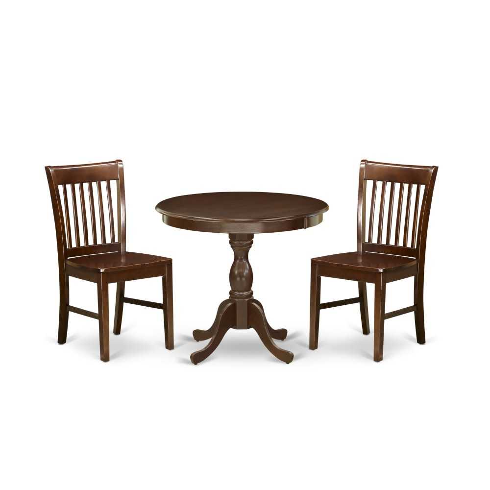 3 Pc Dining Room Set, 1 Wooden Table, 2 Mahogany Room Chairs, Mahogany 3 Pc Dining Room Set, 1 Wooden Table, 2 Mahogany Room Chairs, Mahogany