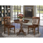 3 Pc Dining Room Set, 1 Wooden Table, 2 Mahogany Room Chairs, Mahogany