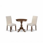 3-Pc Dining Room Set 2 Dining Room Chairs And 1 Kitchen Dining Table (Mahogany)