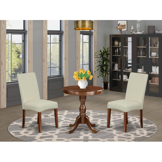 3-Pc Dining Room Set 2 Dining Room Chairs And 1 Kitchen Dining Table (Mahogany)