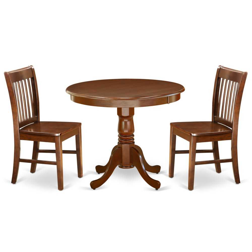 5Pc Round 36" Table And Four Kitchen Wood Seat Chairs