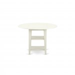3Pc Dining Set, Pedestal Table, Two Shelves, 2 Parson Chairs, Doeskin Upholstered Chairs Seat, Linen White