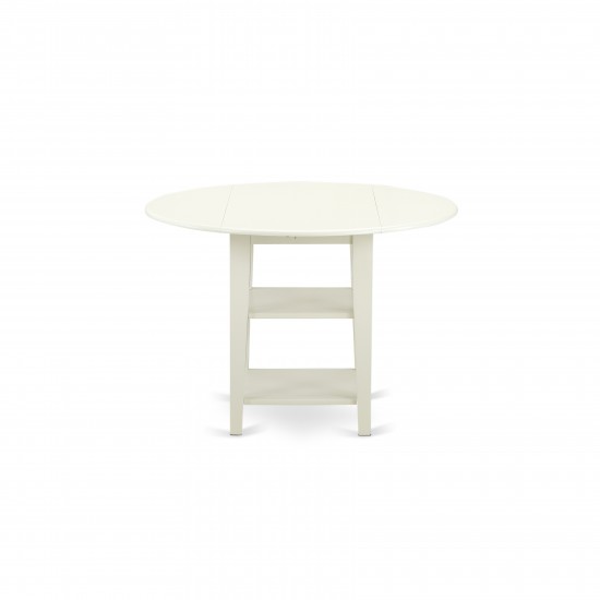 3Pc Dining Set, Pedestal Table, Two Shelves, 2 Parson Chairs, Doeskin Upholstered Chairs Seat, Linen White
