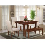 7Pc Rectangle 42/54" Dining Table, 4 Parson Chair, Cream Color, 1 Bench