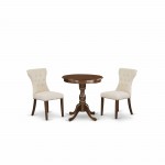 3-Pc Dinette Set 2 Parson Dining Chairs And 1 Dining Room Table (Mahogany)