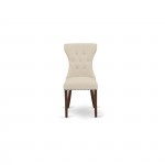 3Pc Kitchen Dining Set, Kitchen Table, 2 Parson Chairs, Light Beige Parson Chairs Seat, Rubber Wood Legs, Mahogany