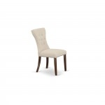3Pc Kitchen Dining Set, Kitchen Table, 2 Parson Chairs, Light Beige Parson Chairs Seat, Rubber Wood Legs, Mahogany