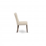 3Pc Kitchen Dining Set, Kitchen Table, 2 Parson Chairs, Light Beige Parson Chairs Seat, Rubber Wood Legs, Mahogany