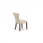 3Pc Kitchen Dining Set, Kitchen Table, 2 Parson Chairs, Light Beige Parson Chairs Seat, Rubber Wood Legs, Mahogany