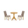 3-Pc Kitchen Dining Set 2 Parson Chairs And 1 Modern Dining Table (Oak Finish)
