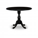 3Pc Dining Set, Drop Leaves Table, 2 Dark Gotham Grey Chairs, Wire Brushed Black