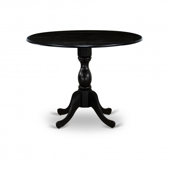 3Pc Dining Set, Drop Leaves Table, 2 Dark Gotham Grey Chairs, Wire Brushed Black