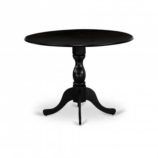 3Pc Dining Set, Drop Leaves Table, 2 Dark Gotham Grey Chairs, Wire Brushed Black