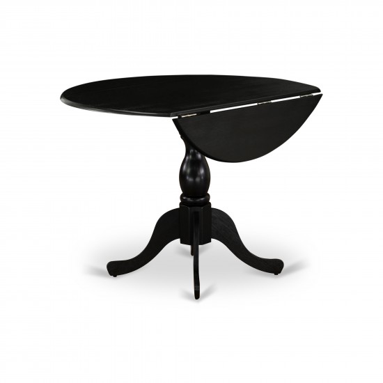 3Pc Dining Set, Drop Leaves Table, 2 Dark Gotham Grey Chairs, Wire Brushed Black