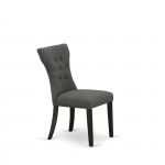 3Pc Dining Set, Drop Leaves Table, 2 Dark Gotham Grey Chairs, Wire Brushed Black