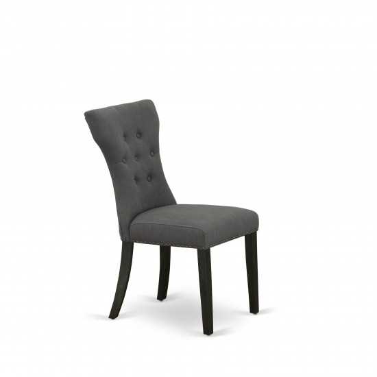3Pc Dining Set, Drop Leaves Table, 2 Dark Gotham Grey Chairs, Wire Brushed Black
