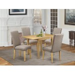 Wooden Dining Set 5 Pcs – Four Kitchen Chairs, Table, Oak Finish Wood, Dark Khaki Color