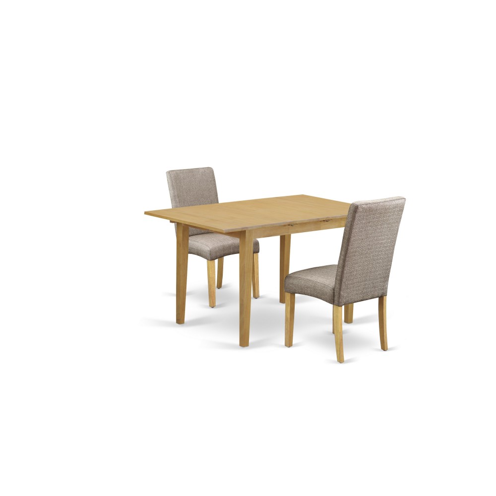 3Pc Rectangular 42/53.5" Table, 12 In Butterfly Leaf, Pair Of Chair, Dark Khaki 3Pc Rectangular 42/53.5" Table, 12 In Butterfly Leaf, Pair Of Chair, Dark Khaki