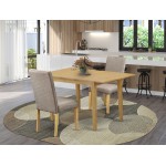 3Pc Rectangular 42/53.5" Table, 12 In Butterfly Leaf, Pair Of Chair, Dark Khaki