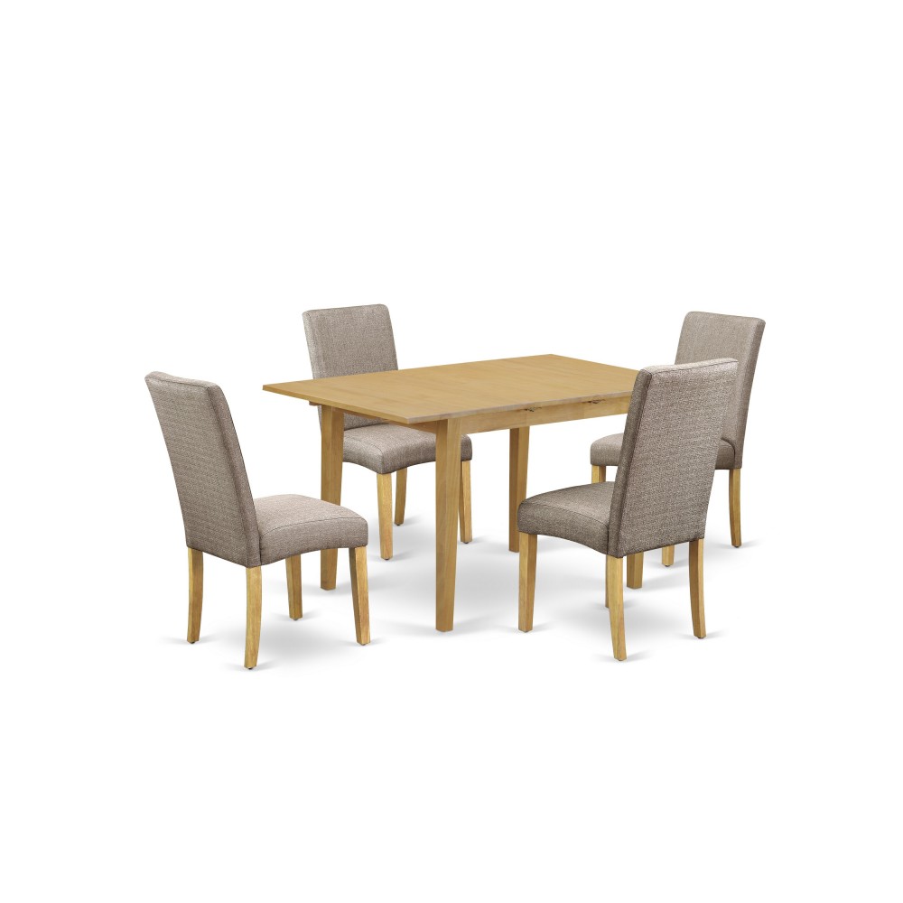 5Pc Rectangle 42/53.5" Dinette Table, 12 In Leaf, Four Chair, Dark Khaki 5Pc Rectangle 42/53.5" Dinette Table, 12 In Leaf, Four Chair, Dark Khaki