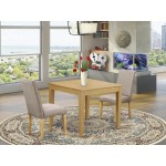 3Pc Square 36" Table And 2 Parson Chair, Oakleg And Fabric- Dark Khaki Color