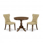 3Pc Dinning Set, 1 Table, 2 Brown Parson Chairs, Acacia Walnut