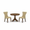 3Pc Kitchen Set, Acacia Walnut Breakfast Table, 2 Brown Kitchen & Dining Chairs Back, Nail Heads, Acacia Walnut Finish