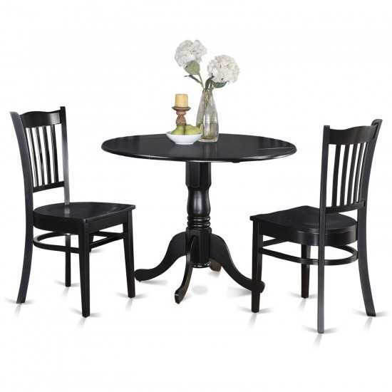 3 Pc Small Kitchen Table, Chairs Set-Round Kitchen Table, 2 Dinette Chairs