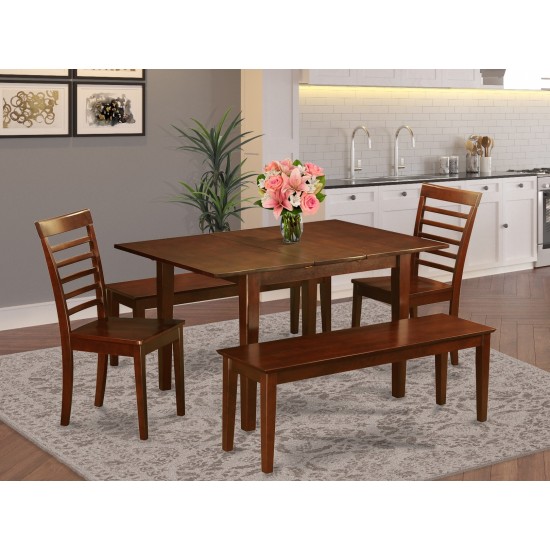 5 Pc Small Kitchen Table Set-Small Tables And 2 Kitchen Chairs And 2 Benches