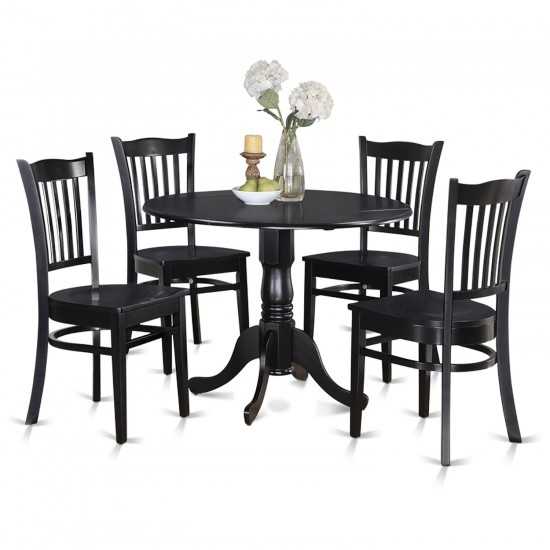 5 Pc Kitchen Table Set-Table And 4 Kitchen Chairs, Black