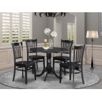 5 Pc Kitchen Table Set-Table And 4 Kitchen Chairs, Black