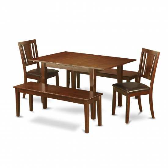 5 Pc Kitchen Dinette Set-Small Dining Tables Plus 2 Dining Chairs And 2 Benches