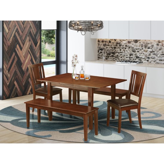 5 Pc Kitchen Dinette Set-Small Dining Tables Plus 2 Dining Chairs And 2 Benches