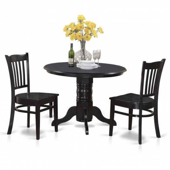 3 Pc Small Kitchen Table Set-Round Table And 2 Kitchen Chairs